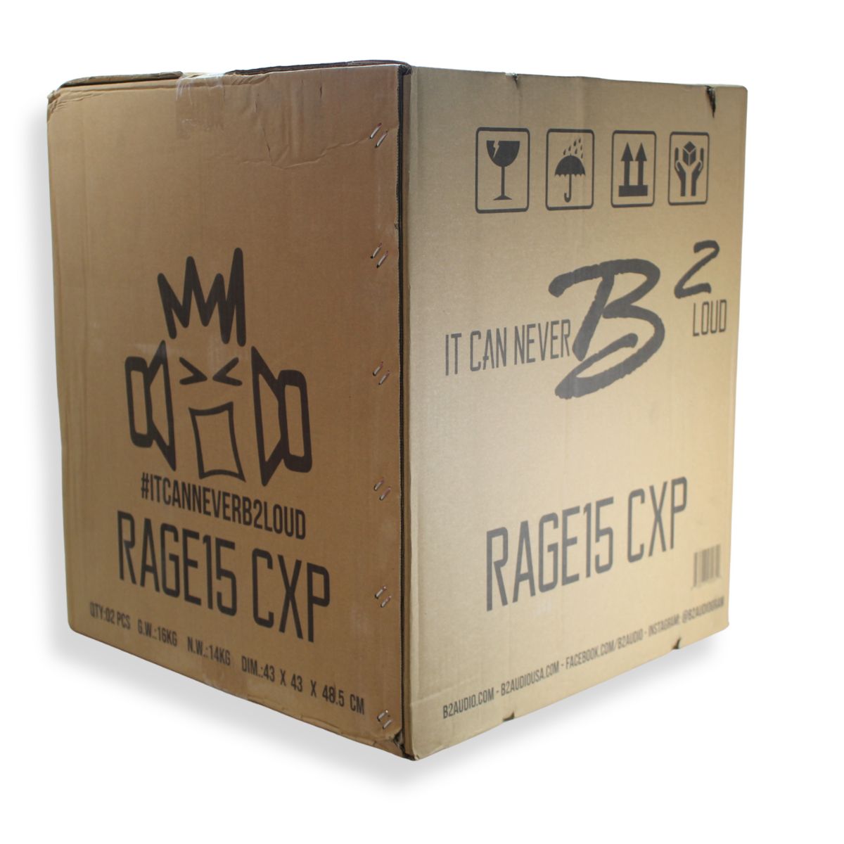 B2 Audio RAGE CXP 15" 400W RMS 4-Ohm DVC Woofer + 4-Ohm Compression Horn Hybrid Speakers