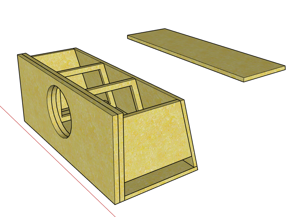 Single 10-Inch Wedge Vented Subwoofer Enclosure – 2.18 cu. ft. @ 35Hz (Custom Built)
