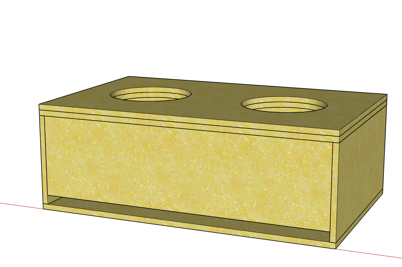 Dual 12 Inch Subwoofer Enclosure - 32Hz - 5 cu. ft. Subs Up - Bottom Port - Rear Facing (Custom Built)