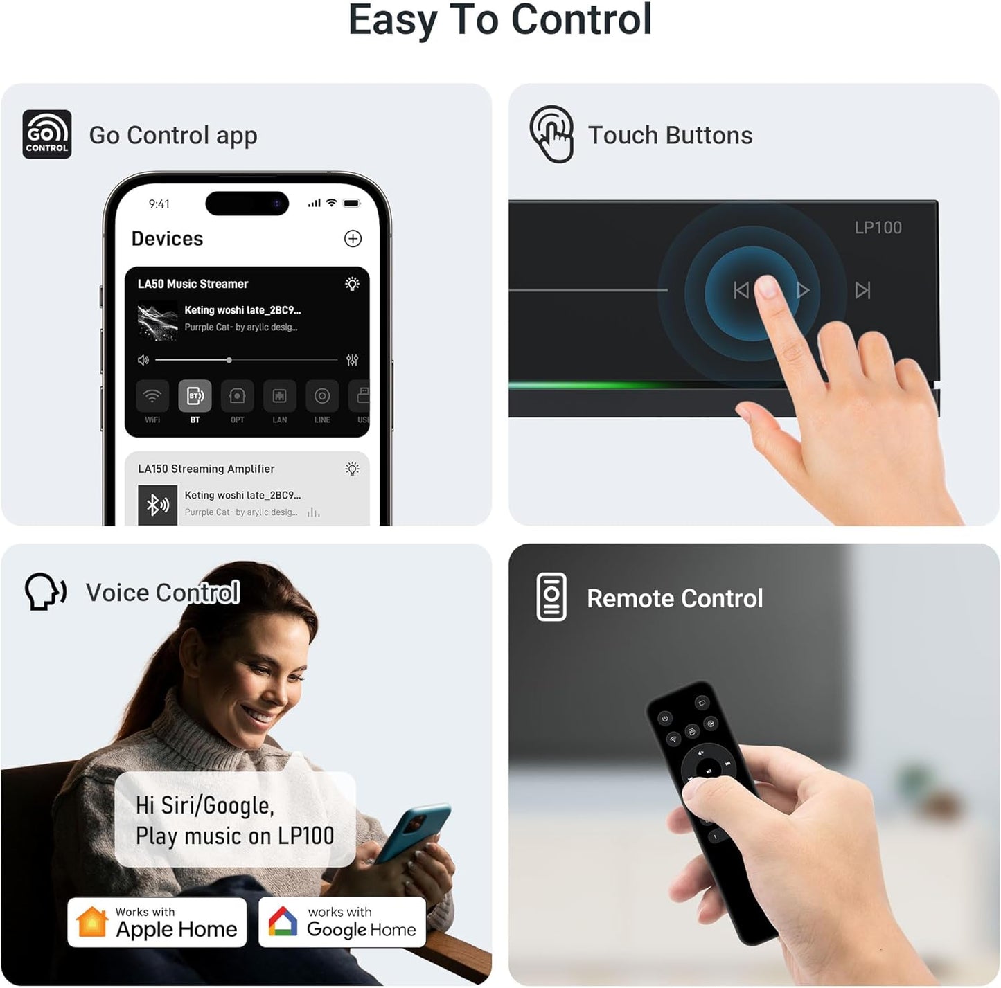 Arylic LP100 Music Streamer, Wireless Bluetooth 5.4 & WiFi Audio Preamp with AirPlay 2, Google Cast