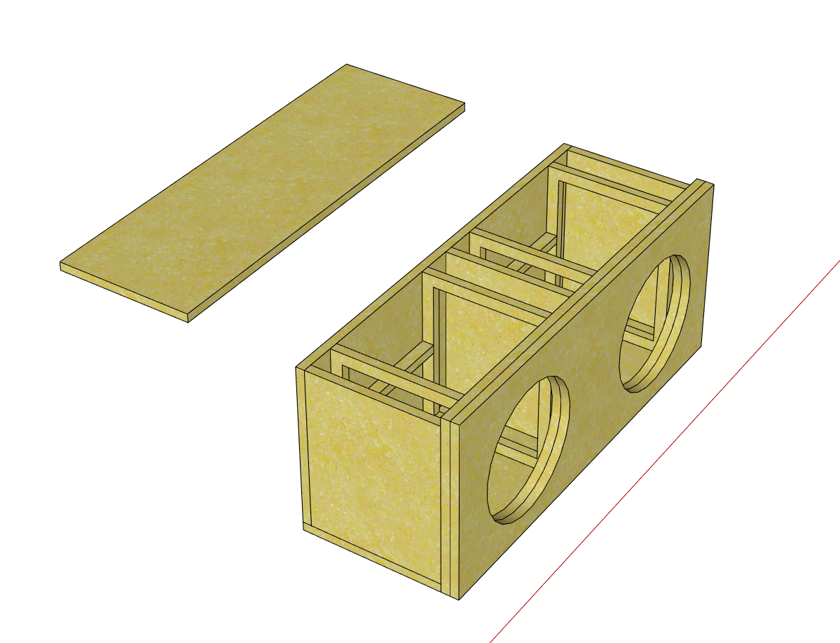 Dual 12″ Subwoofer Enclosure – Dual Sealed Chambers - 1.5 cu. ft. per chamber