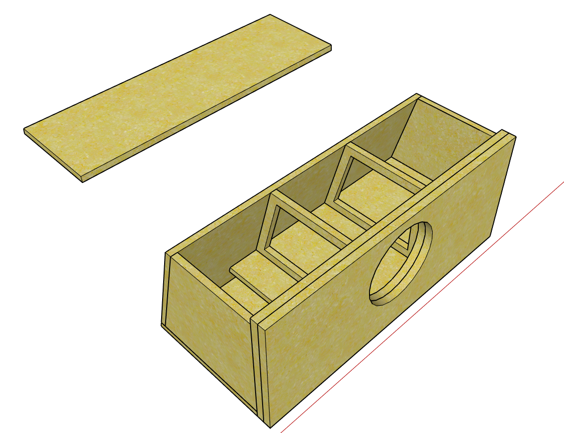 Single 10-Inch Wedge Vented Subwoofer Enclosure – 2.18 cu. ft. @ 35Hz (Custom Built)