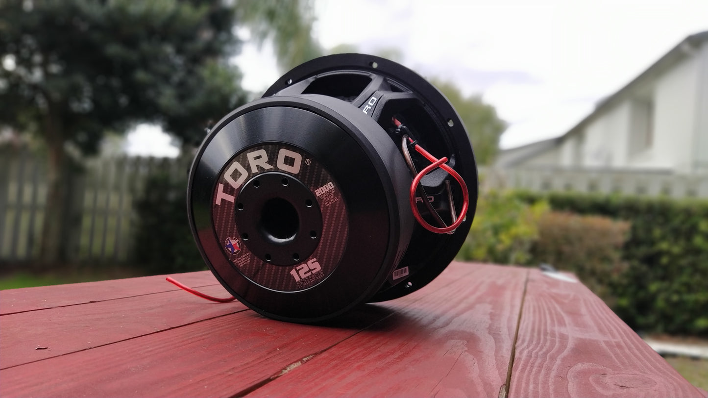 (Pre-Owned) Toro Audio FORCE 12S | 12 Inch 2000 Watts RMS / 4000w MAX - Dual 2 Ohm 3" Voice Coil Car Subwoofer